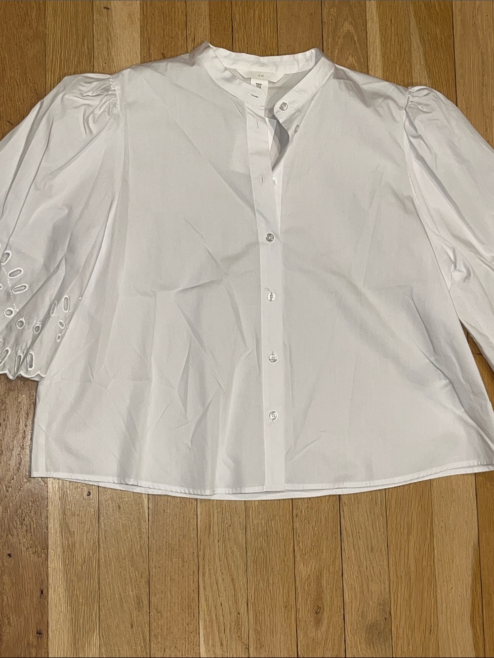 H&M EYELET Cropped Blouse Med. NWT